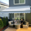 10 x 8 ft. Retractable Patio Awning – Black Frame – Silver Gray Fabric