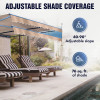 10 x 8 ft. Retractable Patio Awning – White Frame – Sky Blue Fabric