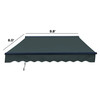 10 x 8 ft. Half Cassette Motorized Retractable LED Luxury Patio Awning – Dark Gray Frame – Forest Green Fabric