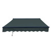 10 x 8 ft. Half Cassette Motorized Retractable LED Luxury Patio Awning – Dark Gray Frame – Forest Green Fabric