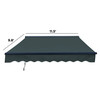 12 x 10 ft. Half Cassette Motorized Retractable LED Luxury Patio Awning – Dark Gray Frame – Forest Green Fabric