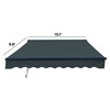 13 x 10 ft. Half Cassette Motorized Retractable LED Luxury Patio Awning – Dark Gray Frame – Forest Green Fabric