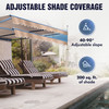 20 x 10 ft. Half Cassette Motorized Retractable LED Luxury Patio Awning – Dark Gray Frame – Sky Blue Fabric