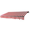 Motorized Retractable Black Frame Patio Awning 10 x 8 Feet - Red and White Stripes
