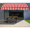 Motorized Retractable Black Frame Patio Awning 10 x 8 Feet - Red and White Stripes