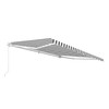 Retractable White Frame Patio Awning - 10 x 8 Feet - Gray and White Striped