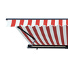 Half Cassette Motorized Retractable LED Luxury Patio Awning - 10 x 8 Feet - Red and White Stripes