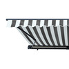 Half Cassette Motorized Retractable LED Luxury Patio Awning - 13 x 10 Feet - Gray and White Stripes