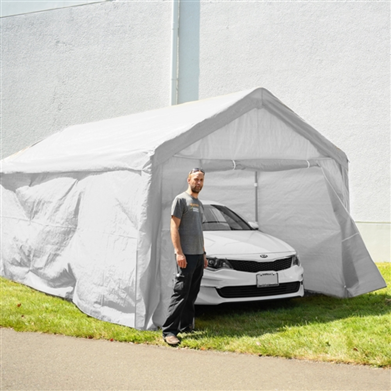 Outdoor Canopy Carport Tent - 10 X 20 FT - Beige - ALEKO