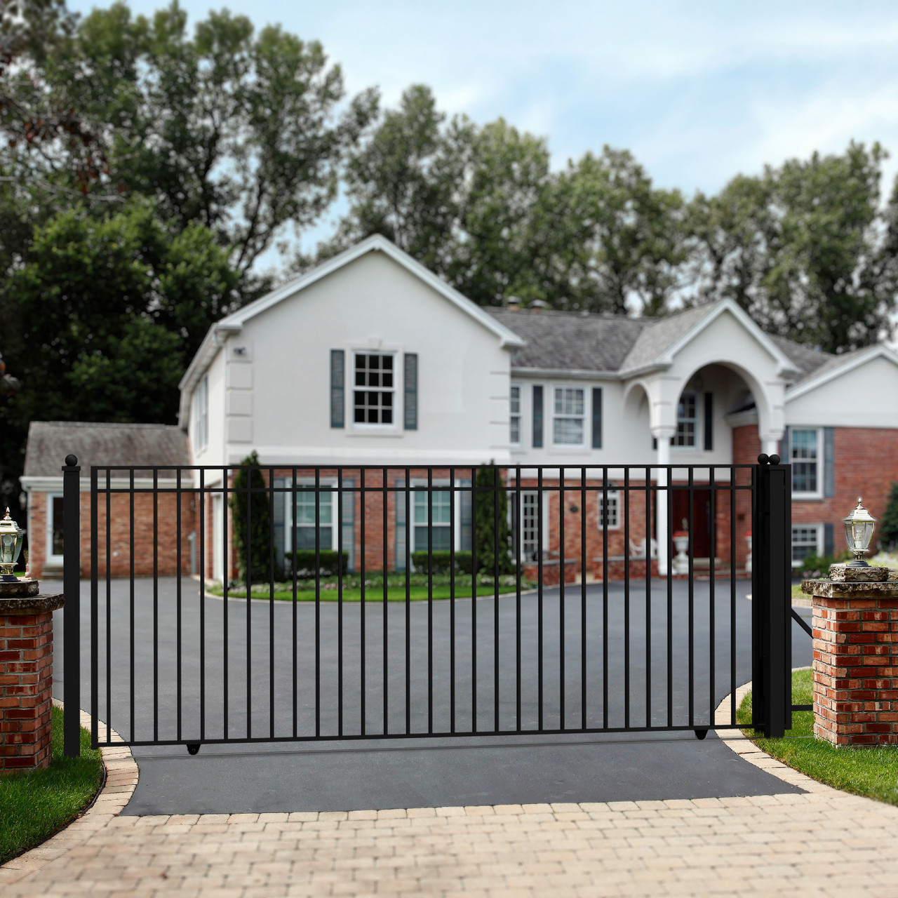 Single Slide Steel Driveway Gate - MADRID Style - 12 x 6 1/4 Feet
