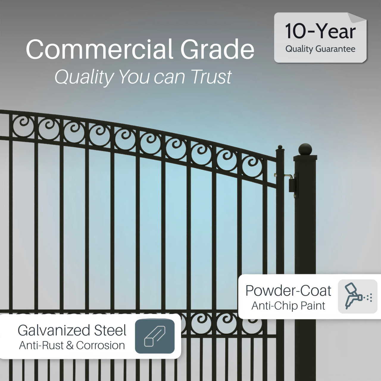 Buy Steel Dual Swing Driveway Gate - PARIS Style - 12 x 6 ft ALEKO