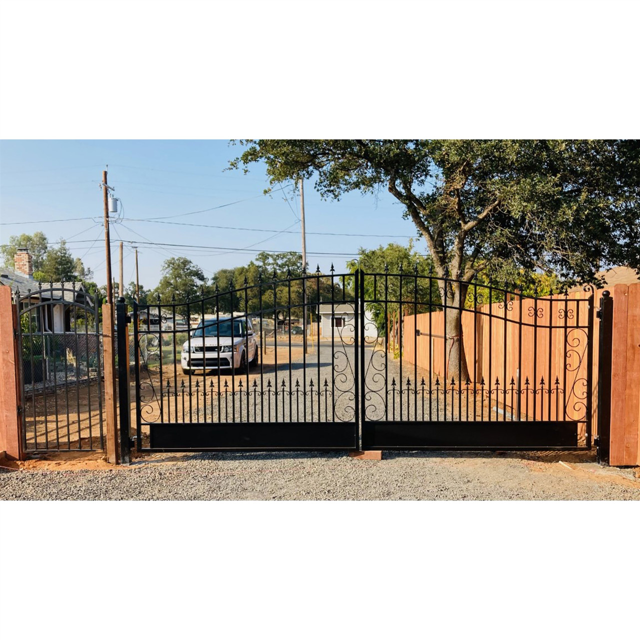 Steel Dual Swing Driveway Gate - VENICE Style - 12 x 6 ft