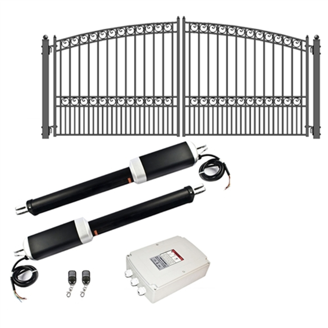Steel Dual Swing Driveway Gate and Gate Operator Bundle