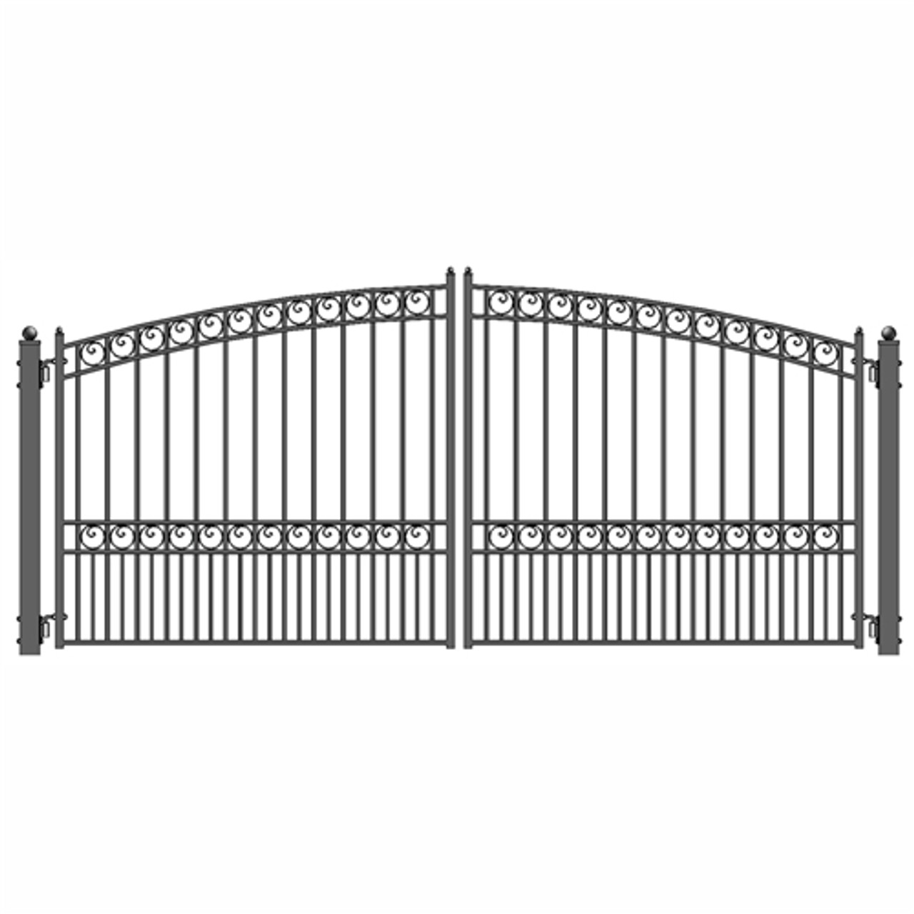 Steel Dual Swing Driveway Gate - PARIS Style - 18 x 6 ft - ALEKO