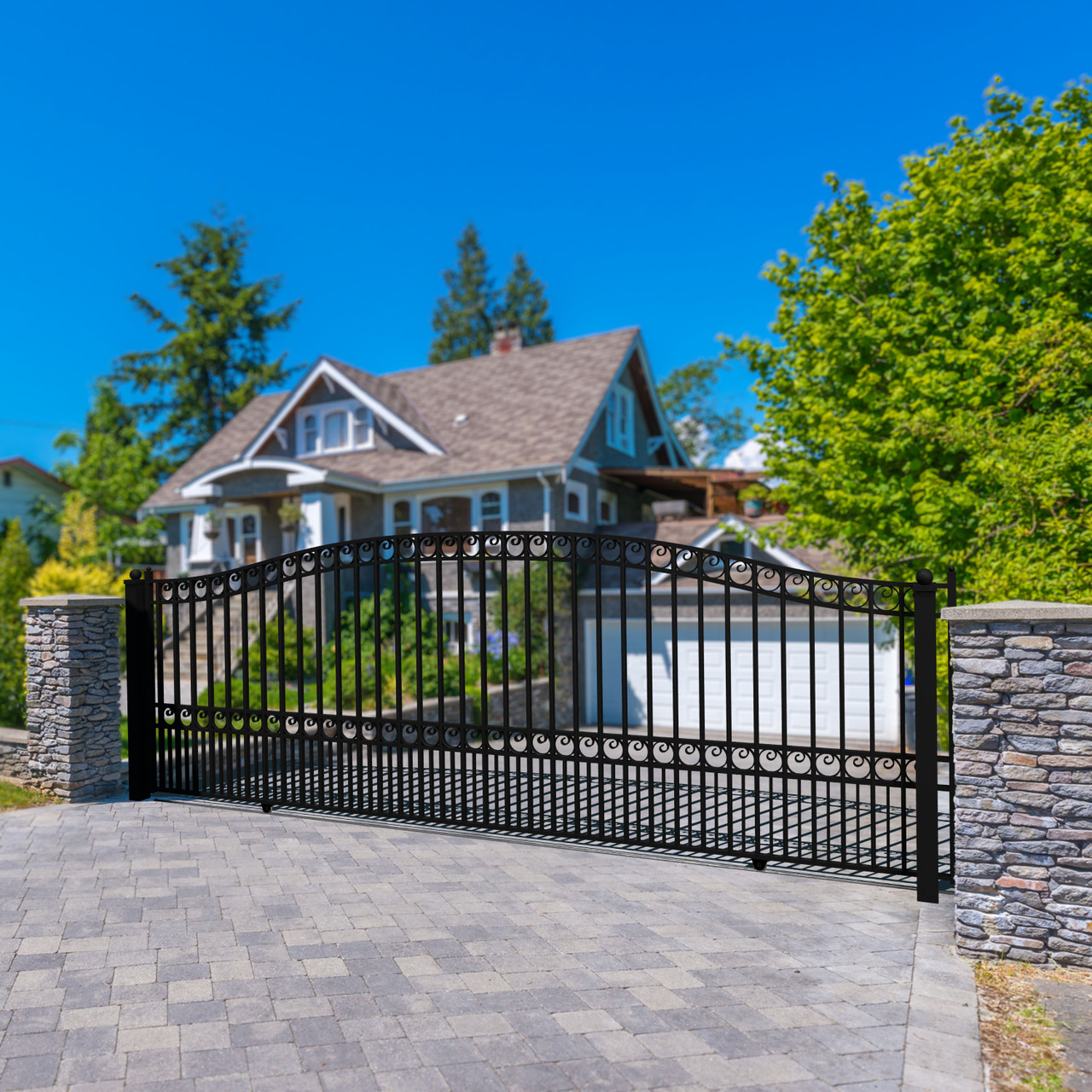 Steel Sliding Driveway Gate - PARIS Style - 18 x 6 ft - ALEKO