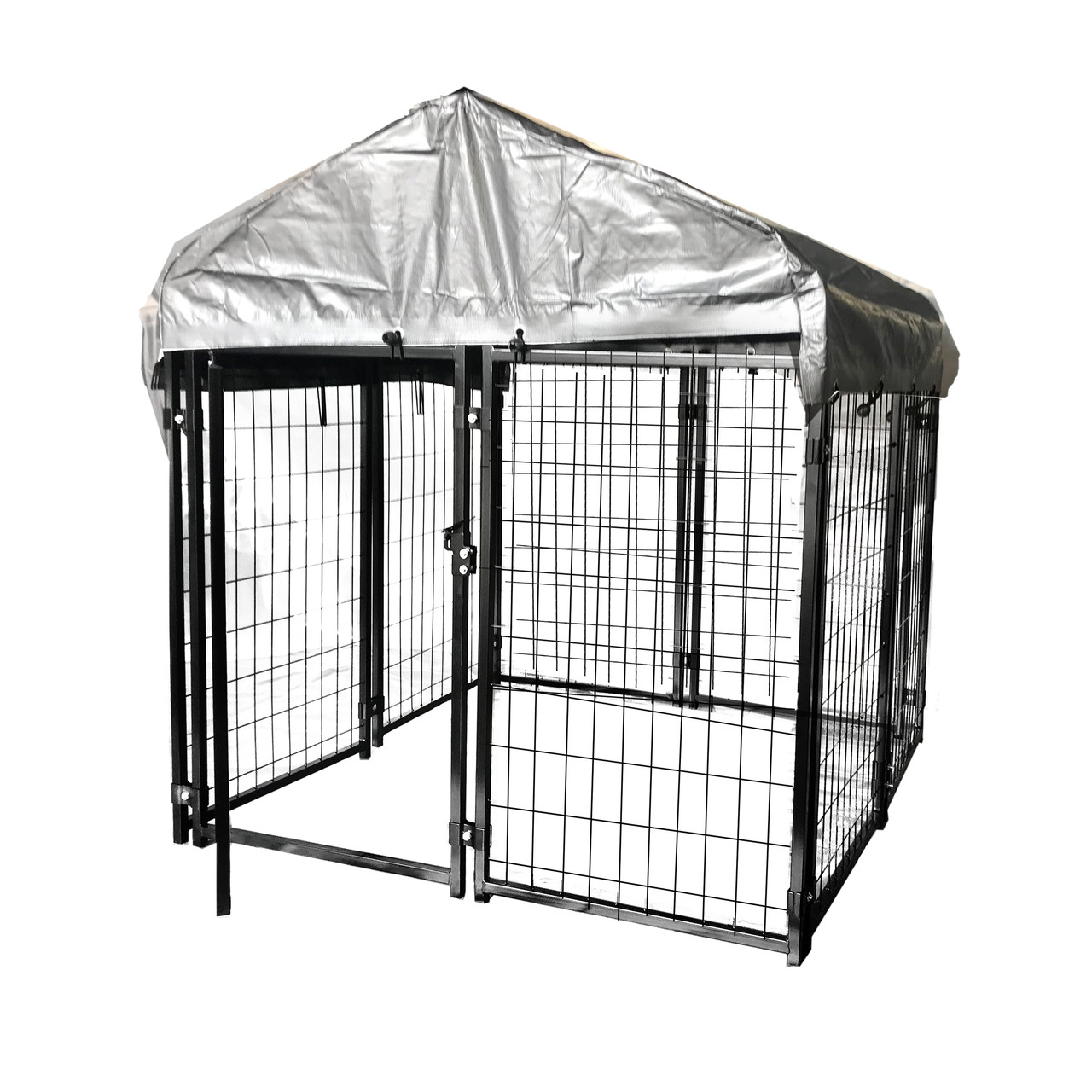 behalve voor Symposium vrouw Expandable Heavy Duty Dog Kennel and Playpen Kit with Roof and Rain Cover -  4 x 4 x 4.5 Feet - Black - ALEKO