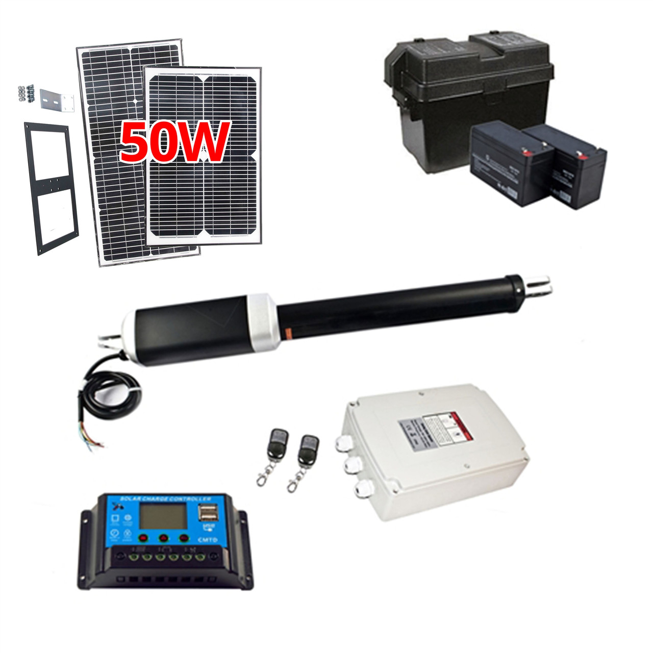 Single Swing Gate Operator - GG650/AS650 AC/DC - Solar Kit 50W - ALEKO