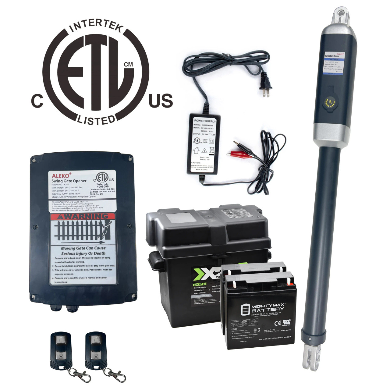 akoページ Single Swing Gate Operator - ETL Listed - GG650U/AS650U - Back-up