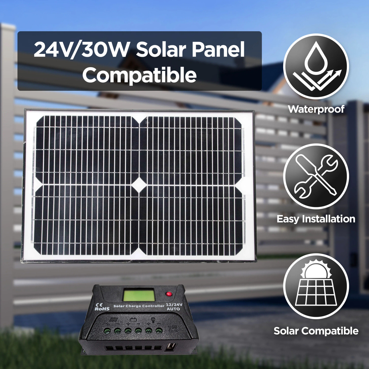 Single Swing Gate Operator - GG850/AS850 AC/DC - Solar Kit 60W - ALEKO