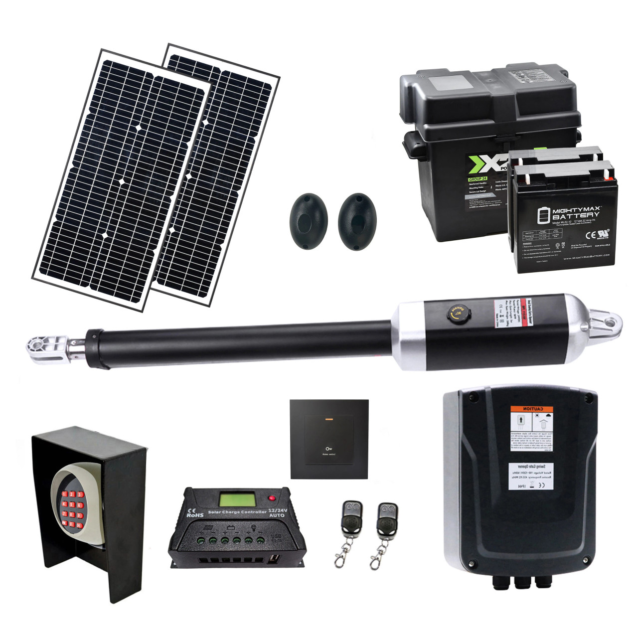 Single Swing Gate Operator - GG850/AS850 AC/DC - Solar Kit 60W - ALEKO
