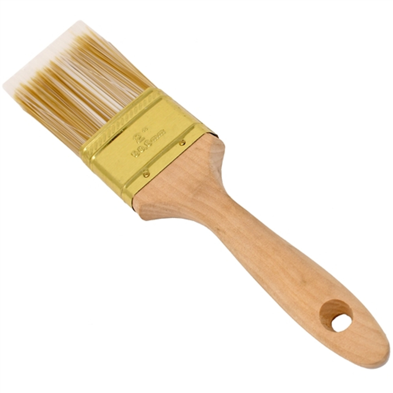 Flat-Cut Polyester Paint Brush with Wooden Handle - Gold-Plated Steel  Ferrule - 2 Inches - ALEKO