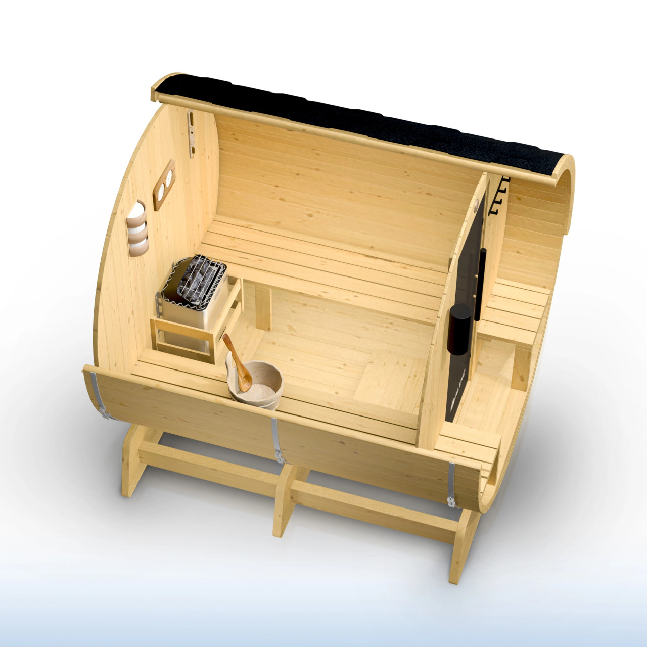 Outdoor and Indoor White Finland Pine Wet Dry Barrel Sauna - 8