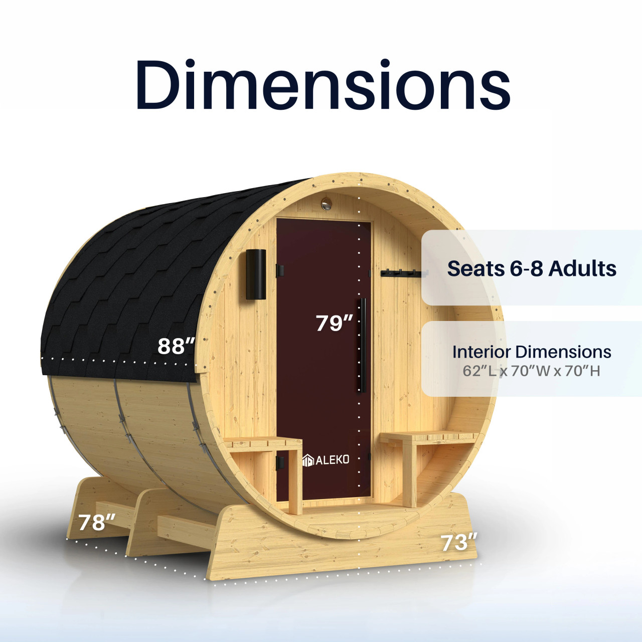 Outdoor and Indoor White Finland Pine Wet Dry Barrel Sauna - 8
