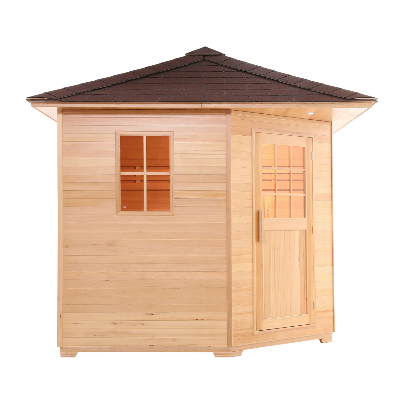 Canadian Hemlock Wet Dry Outdoor Sauna with Asphalt Roof - 9 kW UL
