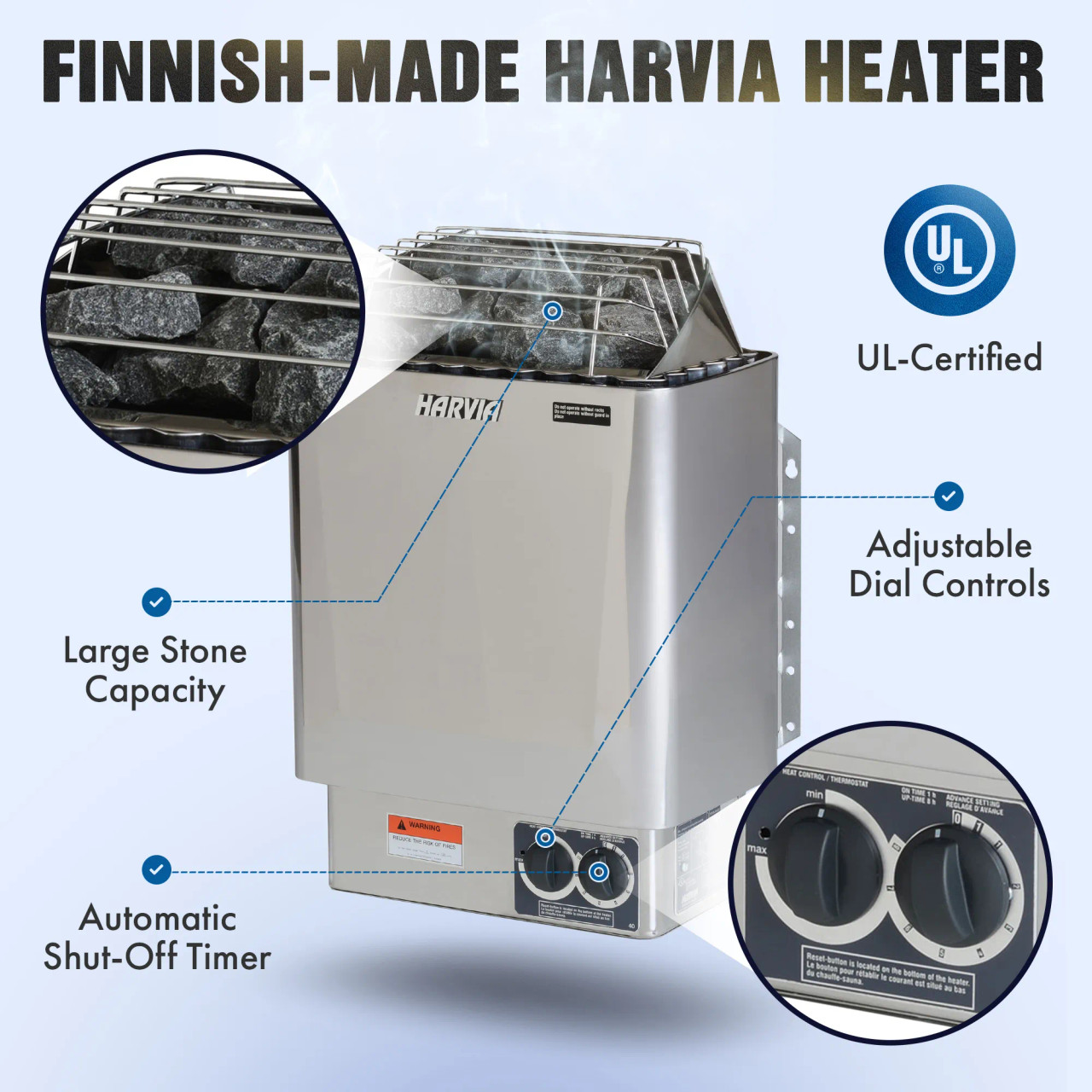 Canadian Hemlock Indoor Wet Dry Sauna with LED Lights - 4.5 kW UL