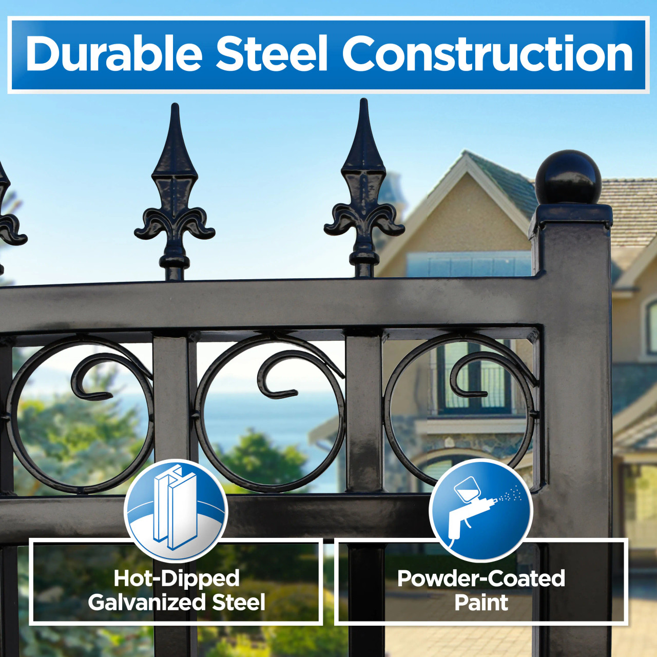 Automated Steel Dual Swing Driveway Gate and Gate Opener Complete