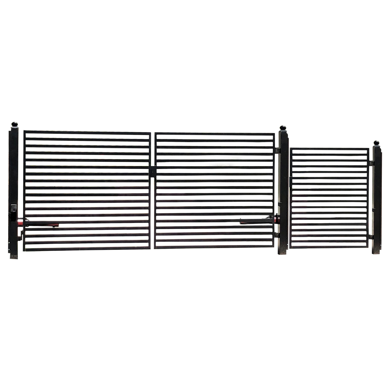 22 Ftgate Steel Dual Swing Driveway Gate - MILAN Style - 14 ft with Pedestrian ...