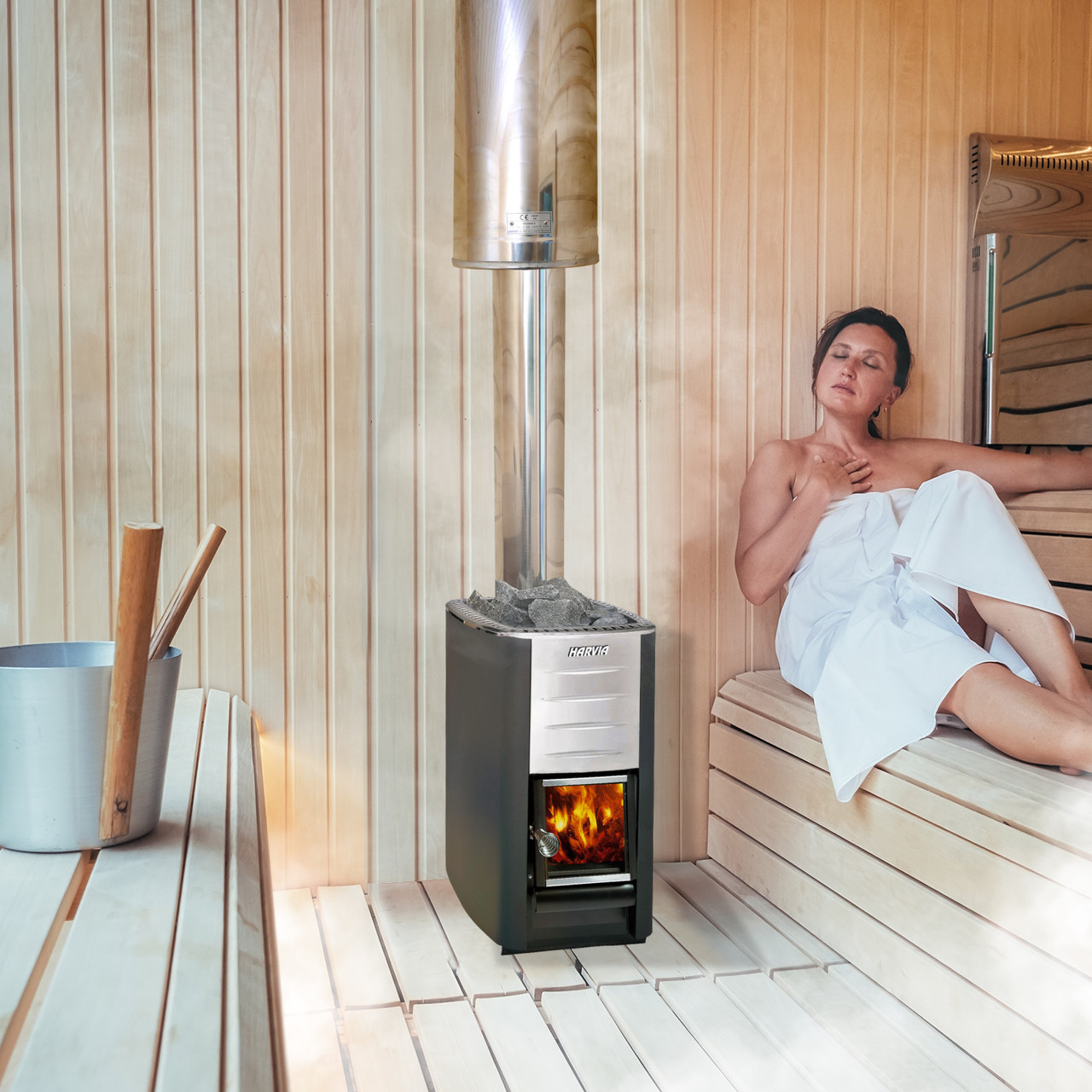 Harvia M3 Wood Burning Sauna Heater and Chimney Kit | ALEKO