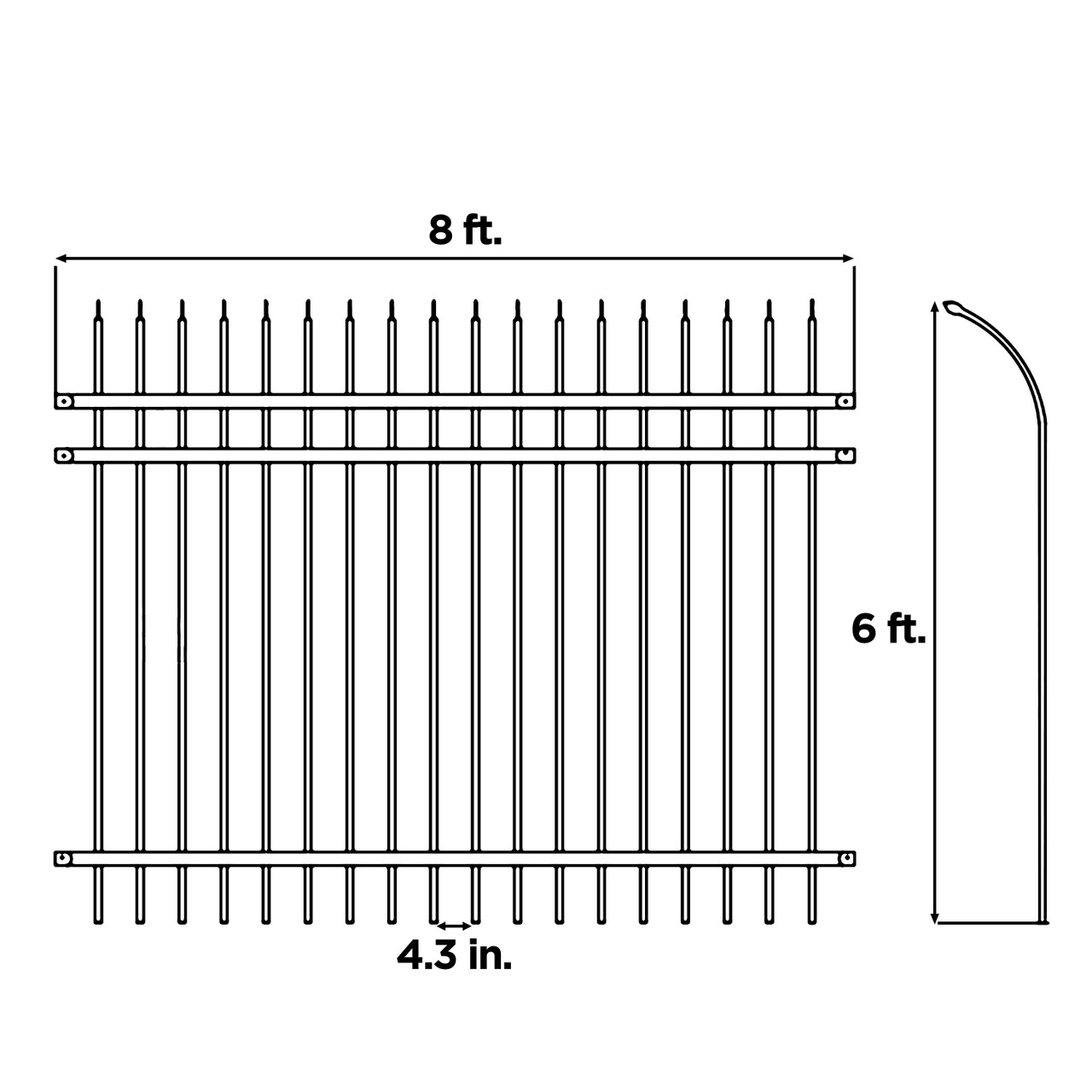 Commercial Grade 8-Panel 8x6 ft. Steel Fence Kit with Curved Edges | ALEKO