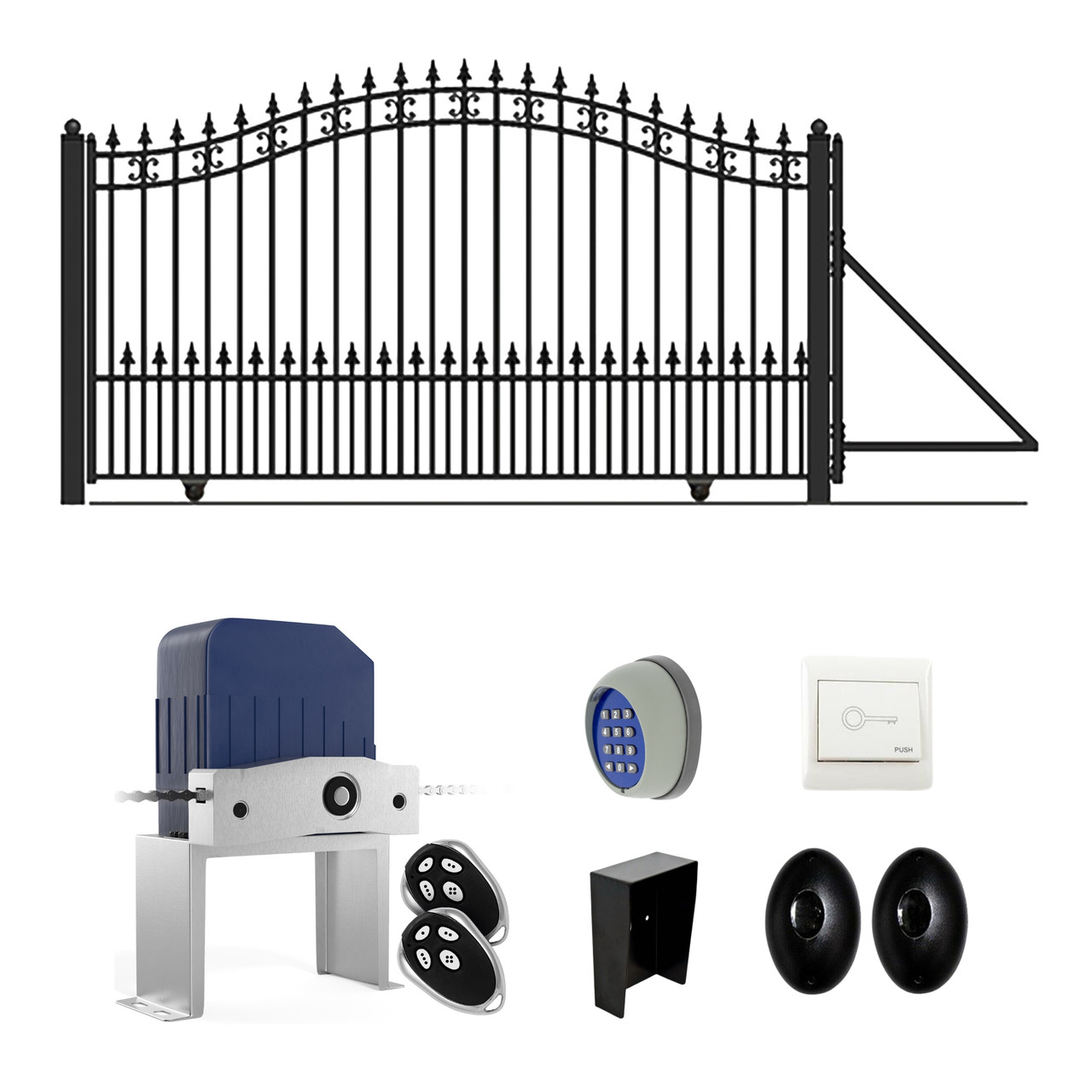 Automated Steel Sliding Driveway Gate and Gate Opener Complete Kit