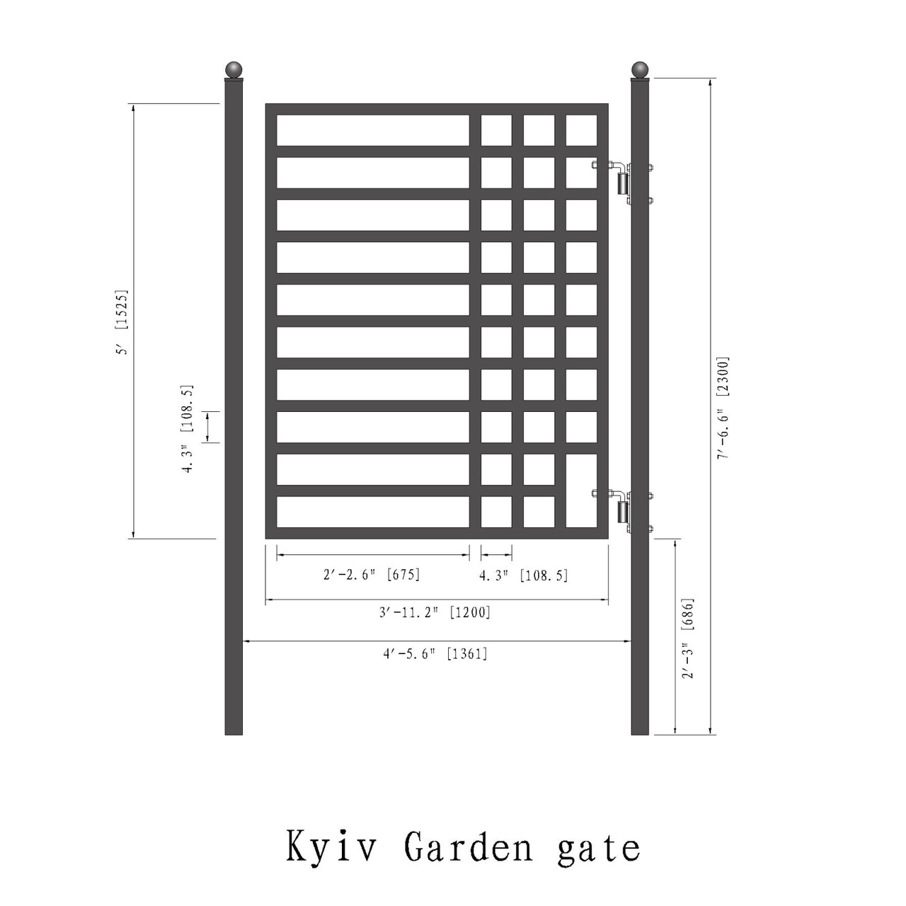Steel Pedestrian Gate - KYIV Style - 5 ft.