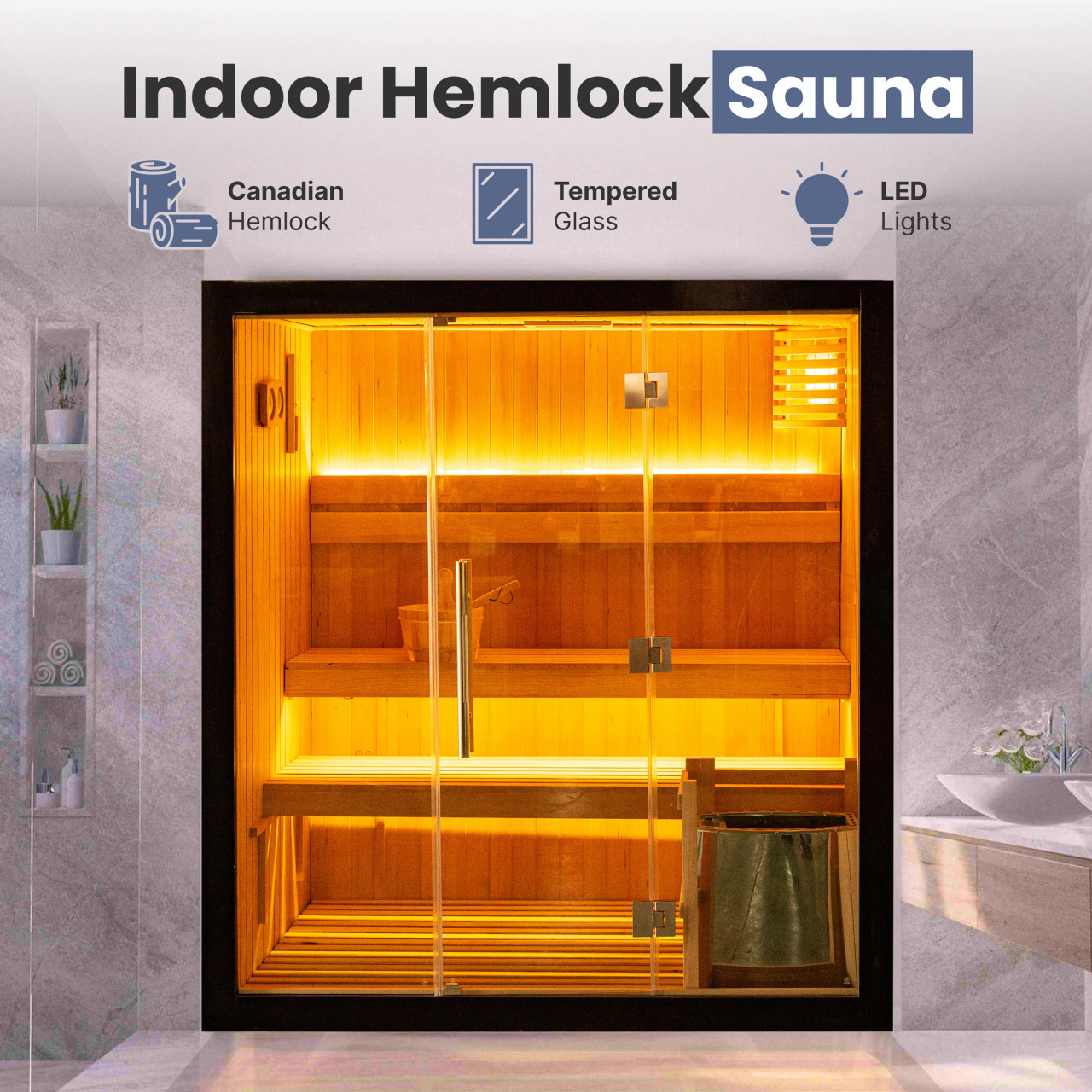 マ*イ様 IE SAUNA Canadian Hemlock Traditional Indoor Sauna – 4 Person | ALEKO