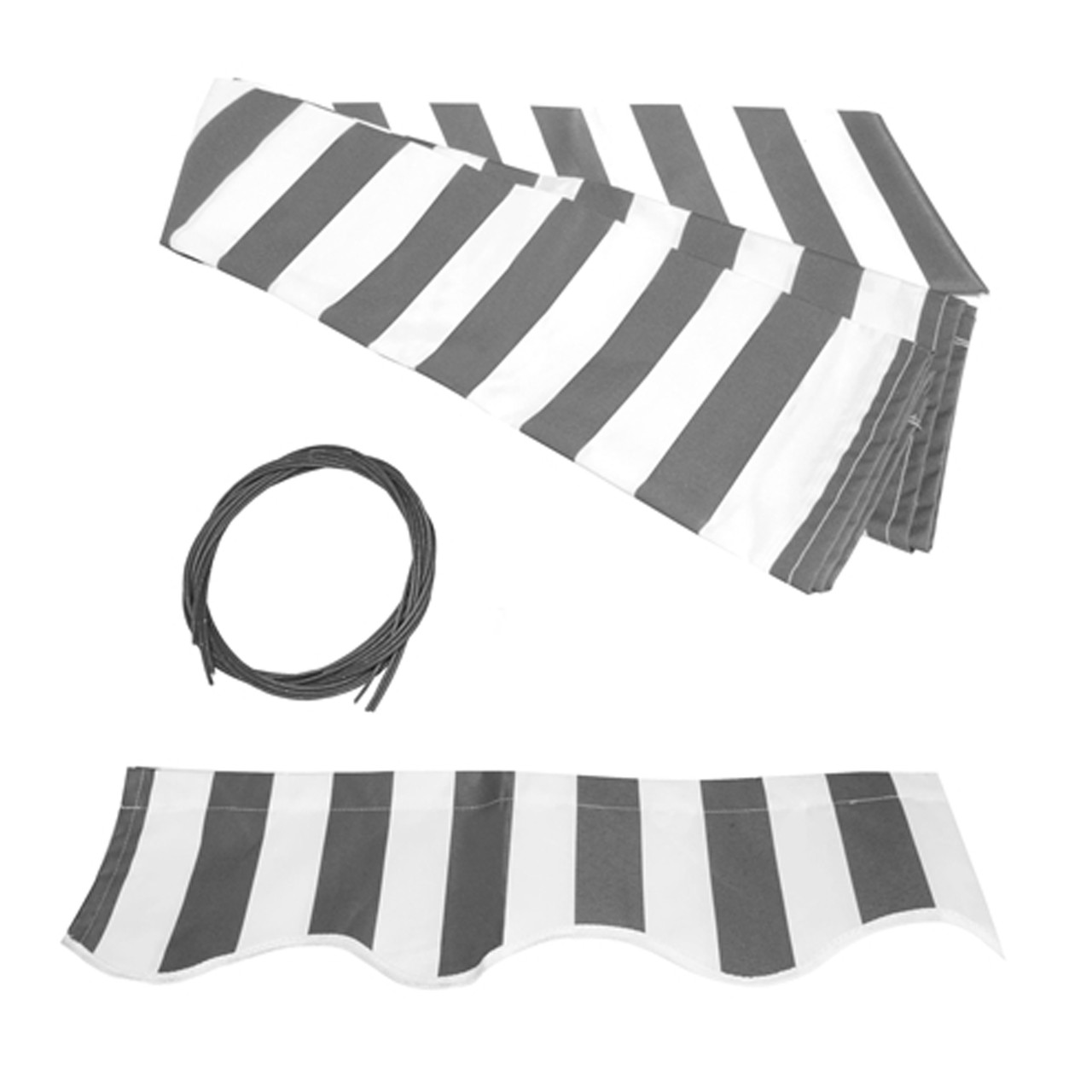 Retractable Awning Fabric Replacement - 8 x 6.5 Feet - Grey and White Striped