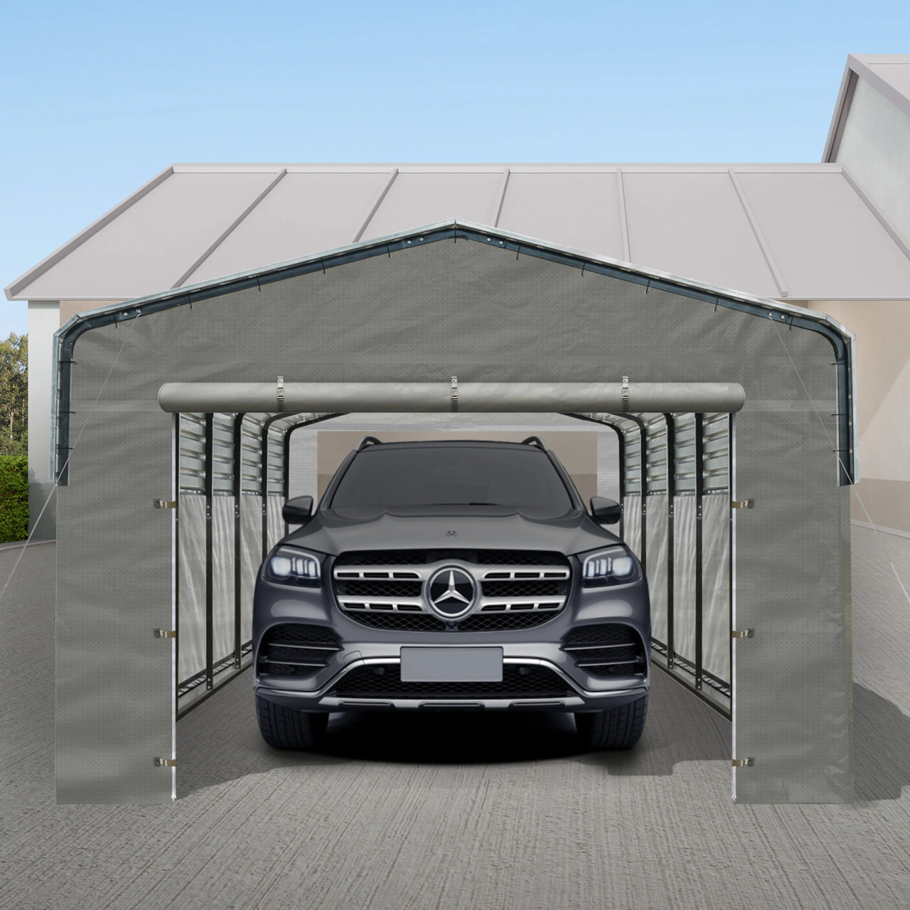 Fabric Enclosure Kit for ALEKO 12x25' Black Metal Carport | ALEKO