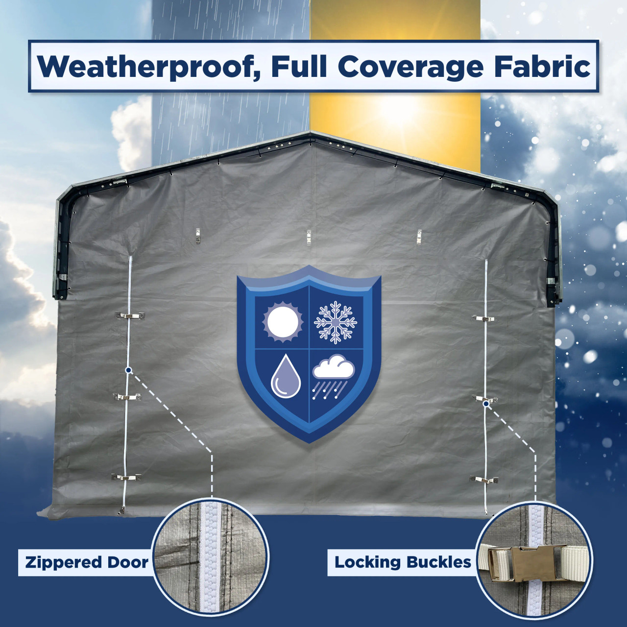 Fabric Enclosure Kit for ALEKO 12x30' Black Metal Carport | ALEKO