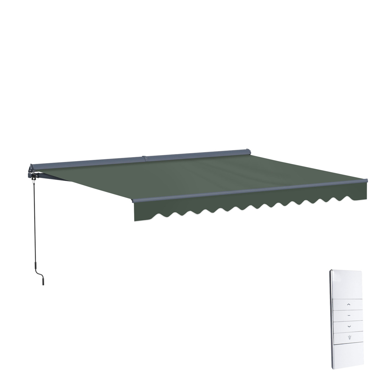 Moroccan Semi-Cassette Motorized Patio Awning - Forest Green