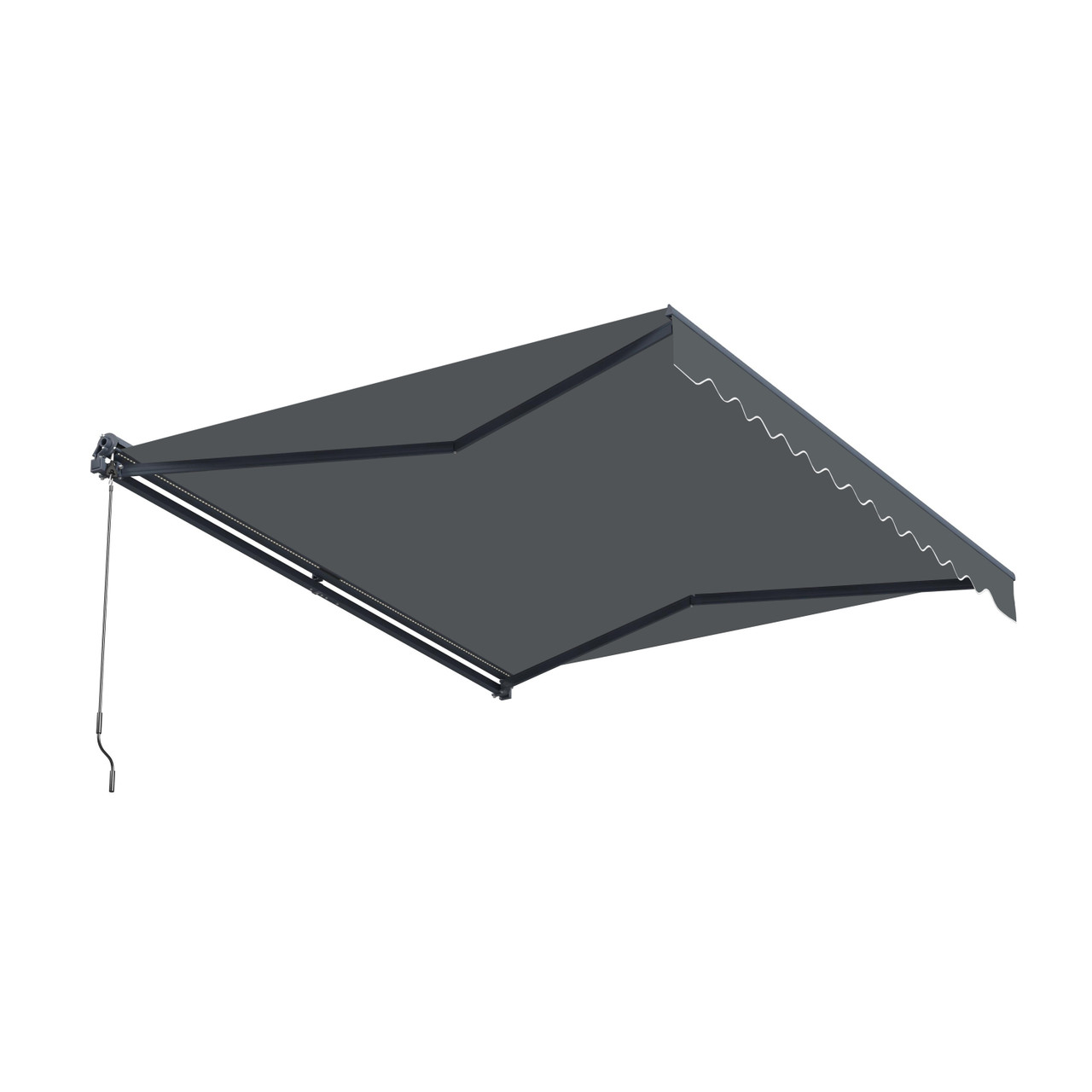Moroccan Semi-Cassette Motorized Patio Awning - Charcoal Gray