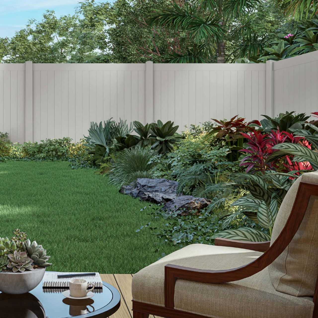 8' x 6' Vinyl Privacy Fence - Gray | ALEKO