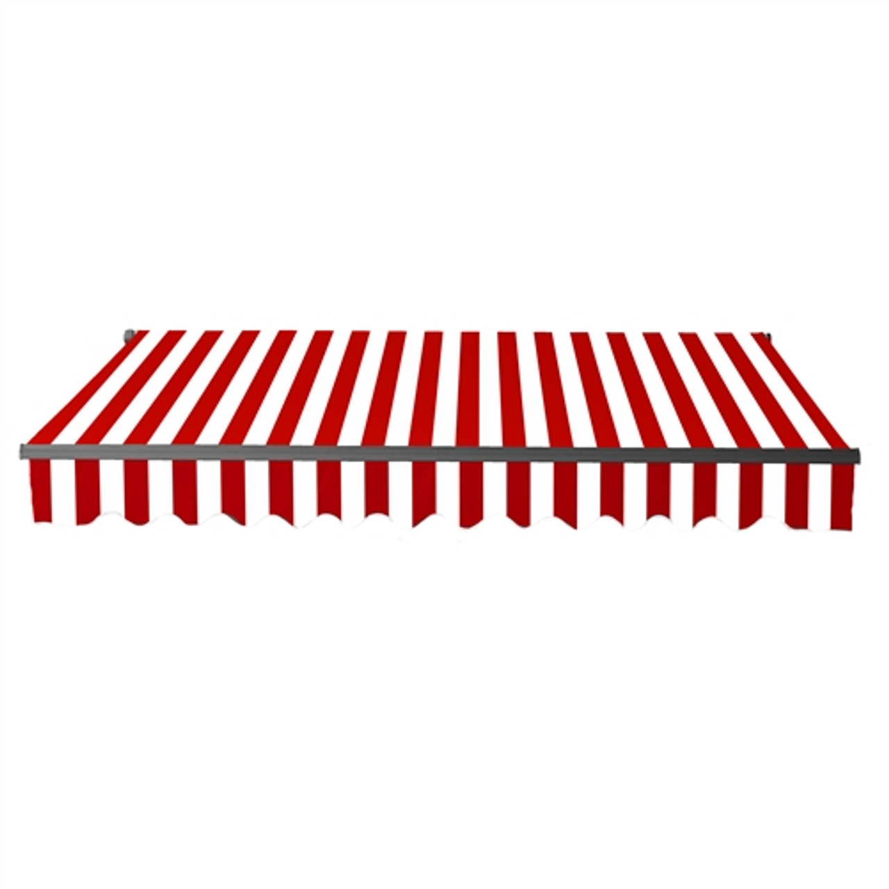 Motorized Retractable Black Frame Patio Awning 16 x 10 Feet - Red and White  Stripes