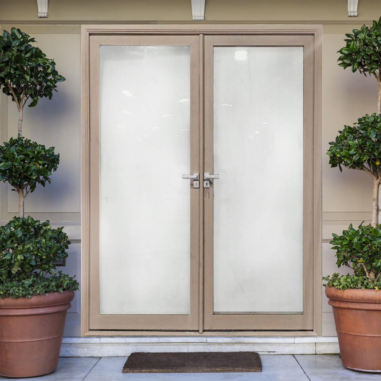 Aluminum Square Top Minimalist GlassPanel Interior Double Door with