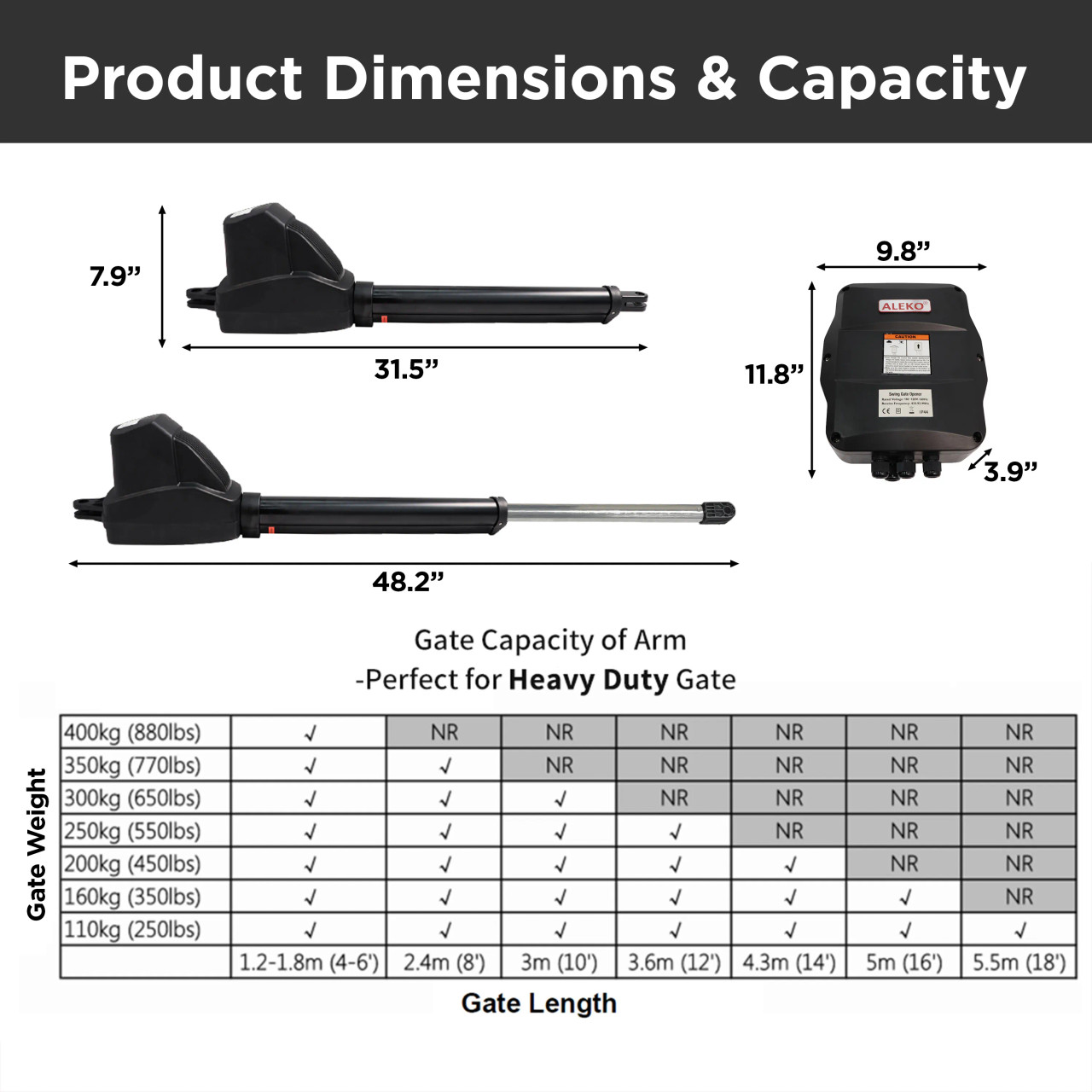 Single Swing Gate Operator - AS600 AC/DC - Accessory Kit ACC4 - ALEKO