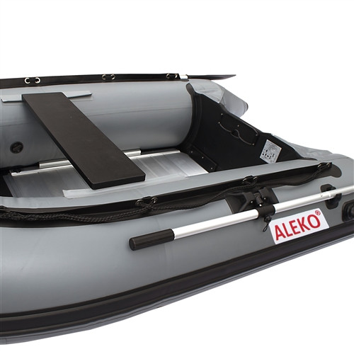 ALEKO PRO Fishing Inflatable Boat with Aluminum Floor - Front Board Holders  - 12.5 ft - Black 