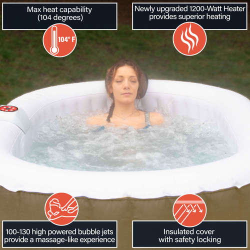 CO-Z Inflatable Hot Tub, 4 Person Blow Up Portable Hot Tub