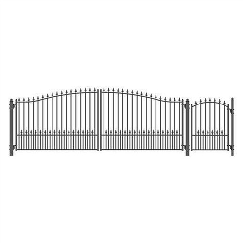 Steel Dual Swing Driveway Gate - MADRID Style - 18 ft with Pedestrian ...