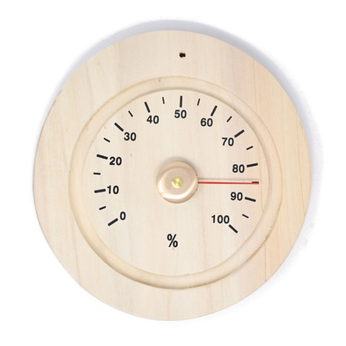 Wall Hanging Wooden Round Sauna Thermometer and Hygrometer