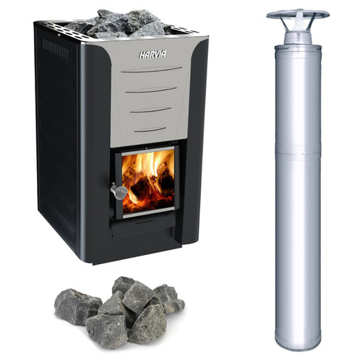Harvia Pro 20 Wood Burning Sauna Heater and Chimney Kit | ALEKO